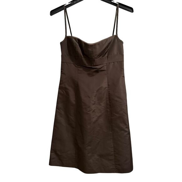 J.CREW VTG 100% Silk Babydoll Dress Mocha Mousse Size 6 Y2K 90s - Picture 1 of 6